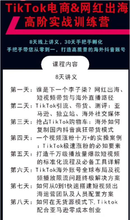 TikTok电商&网红出海高阶实战训练营:30天手把手孵化,打造高质量海外抖音账号-网赚36计