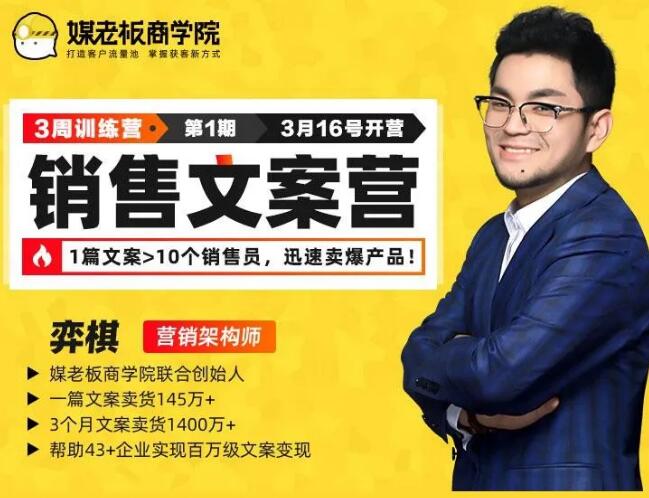 媒老板销售文案训练营，迅速卖爆产品，3个月文案卖货1400W+（完结）-网赚36计