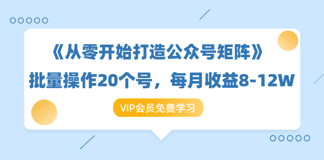《从零开始打造公众号矩阵》批量操作20个号，每月收益大概8-12W（44节课）-网赚36计