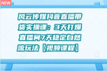 风云传媒抖音直播带货实操课：3 天打爆直播间 7 天稳定自然流玩法【视频课程】-网赚36计