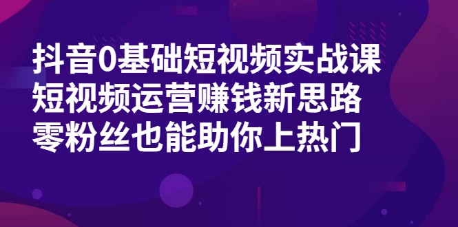 抖音0基础短视频实战课，短视频运营赚钱新思路，零粉丝也能助你上热门-网赚36计