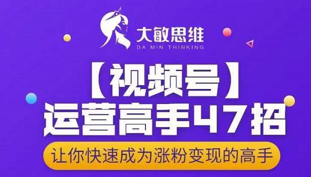 大敏思维-视频号运营高手47招，让你快速成为涨粉变现高手-网赚36计