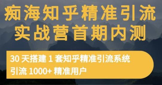 痴海知乎精准引流实战营1-2期，30天搭建1套知乎精准引流系统，引流1000+精准用户-网赚36计
