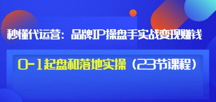 秒懂代运营：品牌IP操盘手实战赚钱，0-1起盘和落地实操（23节课程）价值199-网赚36计