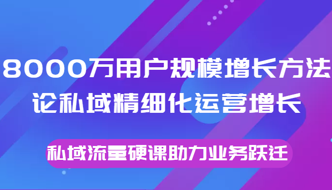 8000万用户规模增长方法论私域精细化运营增长，私域流量硬课助力业务跃迁-网赚36计