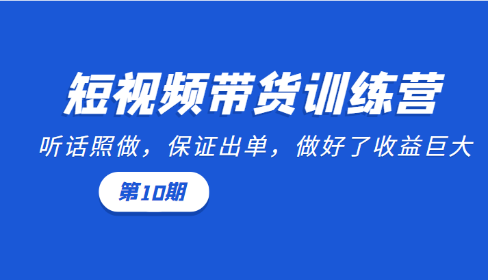 短视频带货训练营：听话照做，保证出单，做好了收益巨大（第10期）-网赚36计