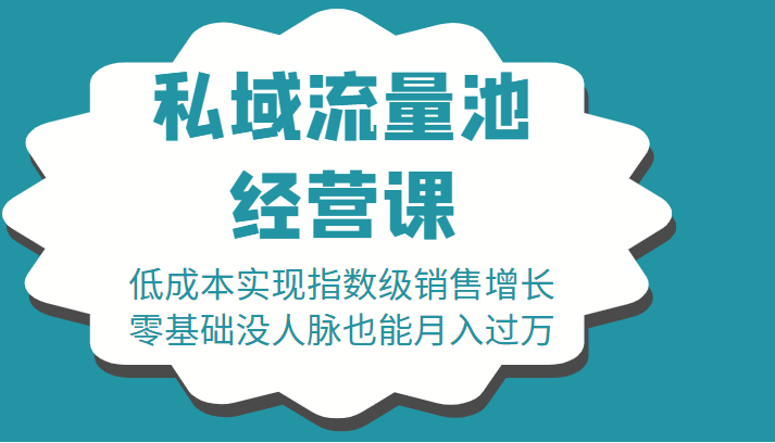 16堂私域流量池经营课：低成本实现指数级销售增长，零基础没人脉也能月入过万-网赚36计