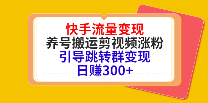快手流量变现，养号搬运剪视频涨粉，引导跳转群变现日赚300+-网赚36计