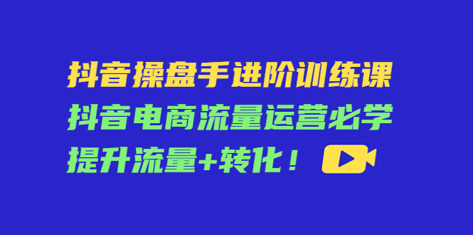 抖音操盘手进阶训练课：抖音电商流量运营必学，提升流量+转化-网赚36计