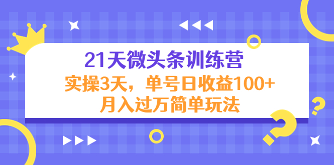 21天微头条训练营，实操3天，单号日收益100+月入过万简单玩法-网赚36计
