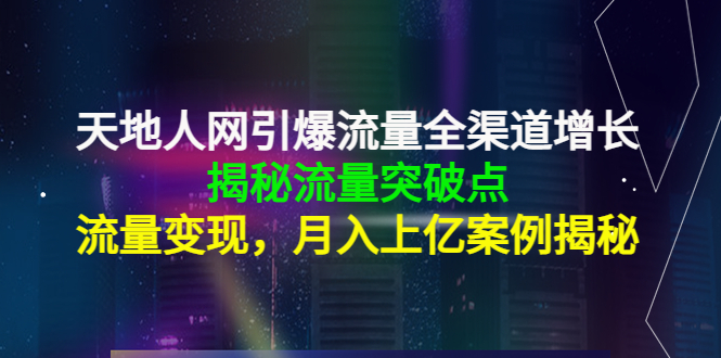 天地人网引爆流量全渠道增长：揭秘流量突然破点，流量变现，月入上亿案例-网赚36计