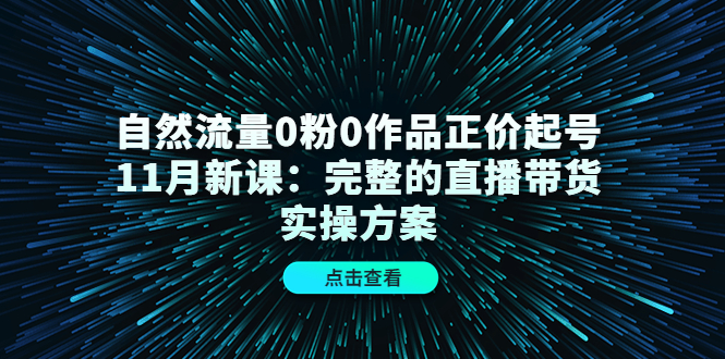 自然流量0粉0作品正价起号11月新课：完整的直播带货实操方案-网赚36计