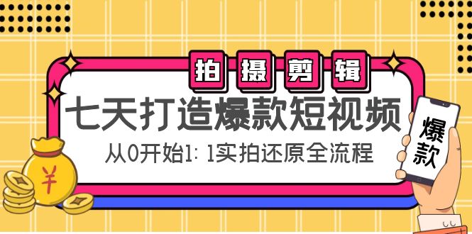 七天打造爆款短视频：拍摄+剪辑实操，从0开始1:1实拍还原实操全流程-网赚36计