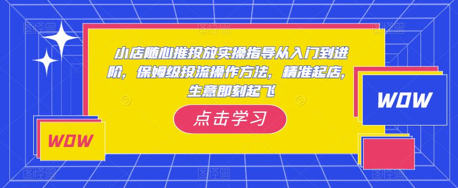 小店随心推投放实操指导从入门到进阶，保姆级投流操作方法，精准起店，生意即刻起飞-网赚36计