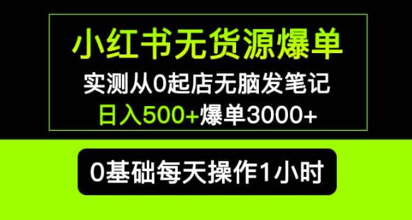 小红书无货源爆单实测从0起店无脑发笔记爆单3000+长期项目可多店-网赚36计