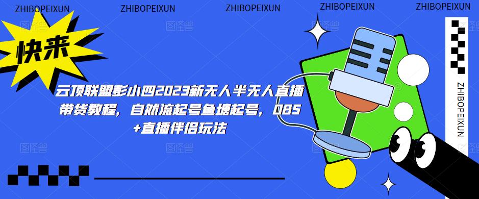 云顶联盟彭小四2023新无人半无人直播带货教程，自然流起号鱼塘起号，OBS+直播伴侣玩法-网赚36计