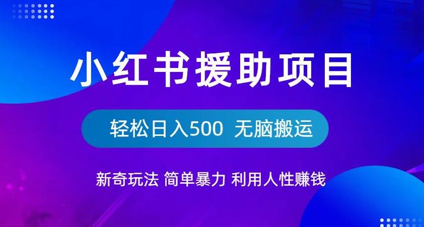 小红书援助项目新奇玩法，简单暴力，无脑搬运轻松日入500【揭秘】-网赚36计