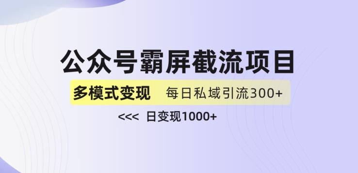 公众号霸屏截流项目+私域多渠道变现玩法，全网首发，日入1000+【揭秘】-网赚36计