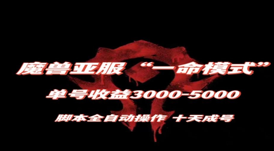 魔兽亚服一命模式，10天成号-单号3千-5千，脚本全自动操作，保姆级教学【揭秘】-网赚36计