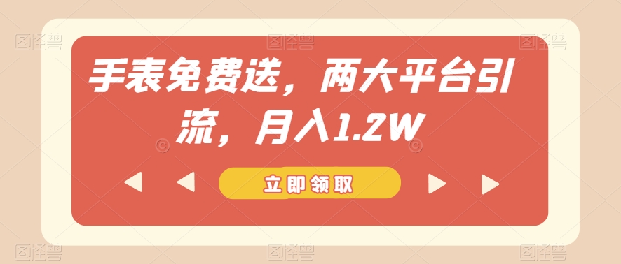 手表免费送,两大平台引流,月入1.2W【揭秘】