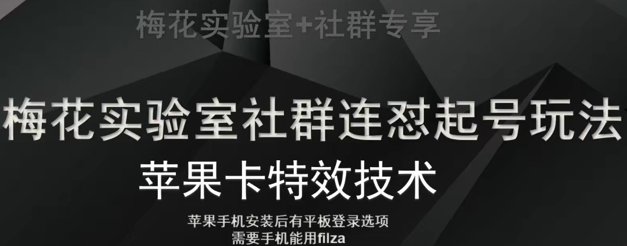 梅花实验室社群视频号连怼起号玩法，最新苹果卡特效技术-网赚36计