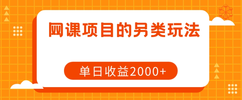 网课项目的另类玩法，单日收益2000+【揭秘】-网赚36计