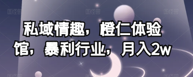 私域情趣，橙仁体验馆，暴利行业，月入2w【揭秘】-网赚36计