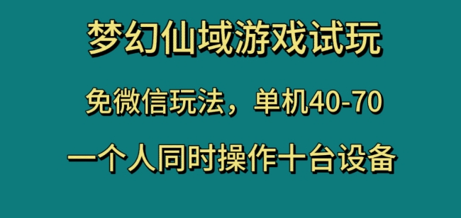 梦幻仙域游戏试玩，免微信玩法，单机40-70，一个人同时操作十台设备【揭秘】-网赚36计