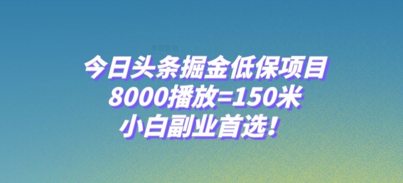 今日头条掘金低保项目，8000播放=150米，小白副业首选【揭秘】-网赚36计