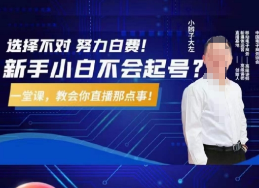 大左教您从0到1做直播带货，选择不对，努力白费，5小时课程搞定那点事，解决你起号问题-网赚36计