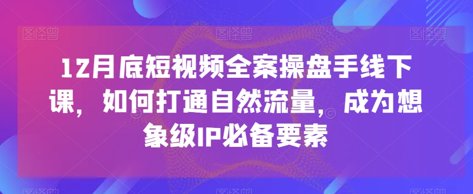 12月底短视频全案操盘手线下课，如何打通自然流量，成为想象级IP必备要素-网赚36计