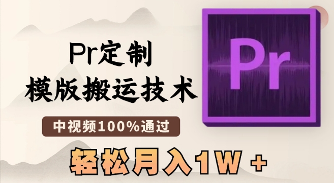 最新Pr定制模版搬运技术，中视频100%通过，几分钟一条视频，轻松月入1W＋【揭秘】-网赚36计