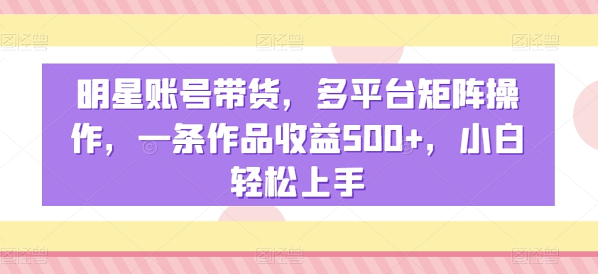 明星账号带货，多平台矩阵操作，一条作品收益500+，小白轻松上手【揭秘】-网赚36计