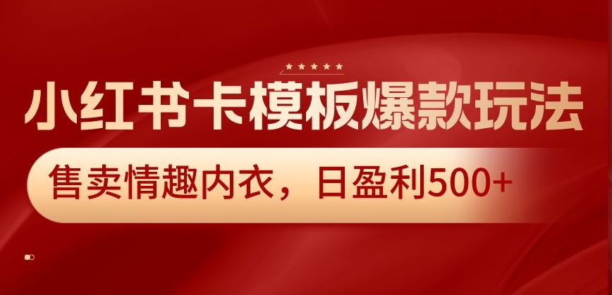 小红书卡模板爆款玩法，售卖情趣内衣，日盈利500+【揭秘】-网赚36计