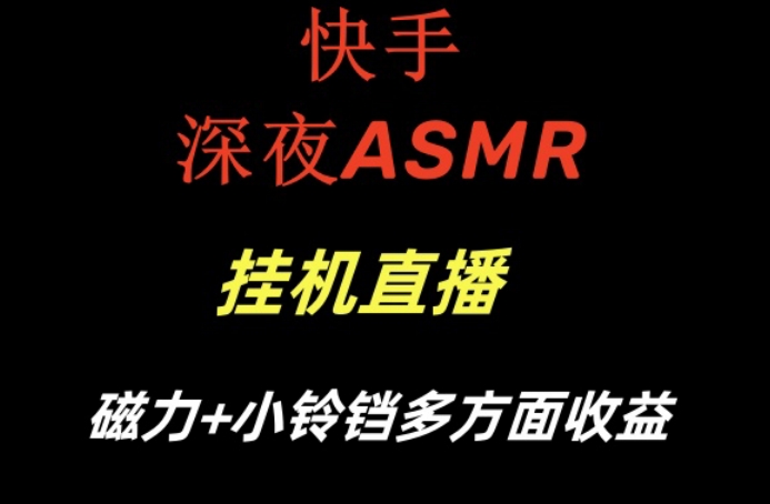 快手深夜ASMR挂机直播，磁力+小铃铛收益（附带工具和5G素材）【揭秘】-网赚36计