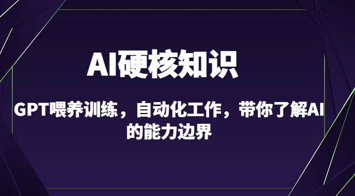 AI硬核知识-GPT喂养训练，自动化工作，带你了解AI的能力边界（10节课）-网赚36计