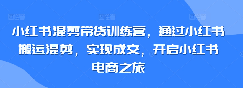 小红书混剪带货训练营，通过小红书搬运混剪，实现成交，开启小红书电商之旅-网赚36计