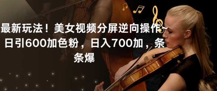 最新玩法！美女视频分屏逆向操作~日引600加色粉，日入700加，条条爆【揭秘】-网赚36计