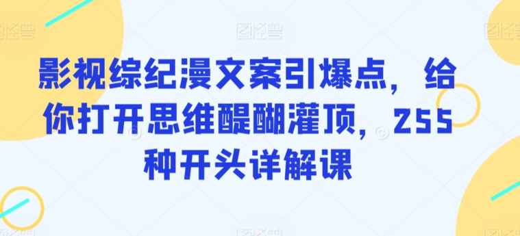 影视综纪漫文案引爆点，给你打开思维醍醐灌顶，255种开头详解课-网赚36计