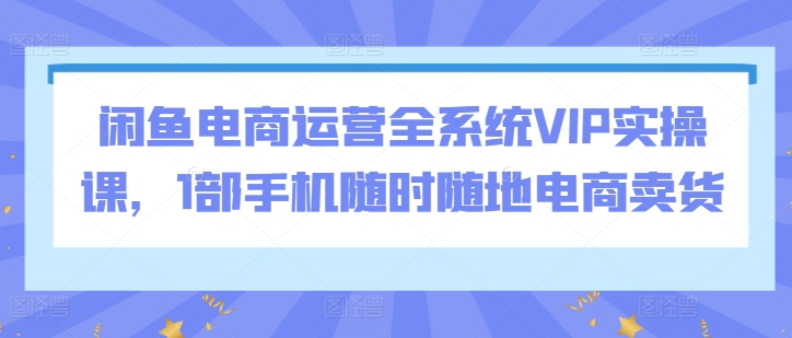闲鱼电商运营全系统VIP实操课，1部手机随时随地电商卖货-网赚36计