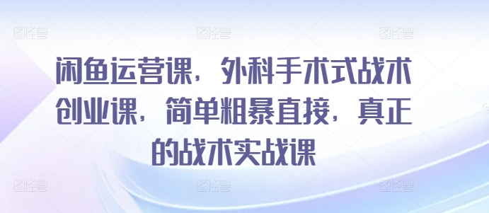 闲鱼运营课，外科手术式战术创业课，简单粗暴直接，真正的战术实战课-网赚36计