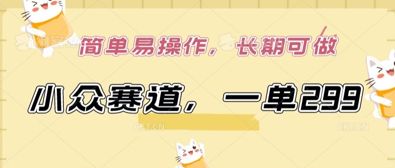 小众赛道，一单299.简单易操作，长期可做【揭秘】-网赚36计