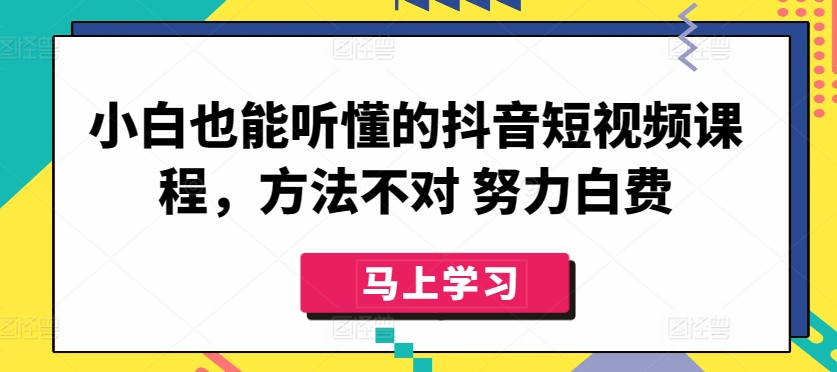 小白也能听懂的抖音短视频课程，方法不对 努力白费-网赚36计