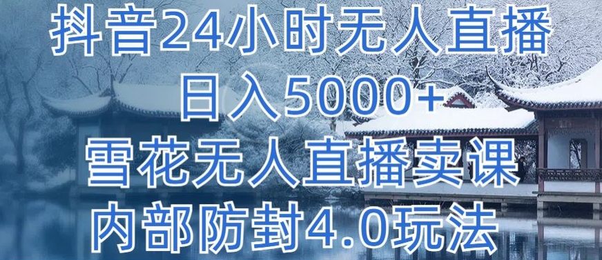 抖音24小时无人直播 日入5000+，雪花无人直播卖课，内部防封4.0玩法【揭秘】-网赚36计
