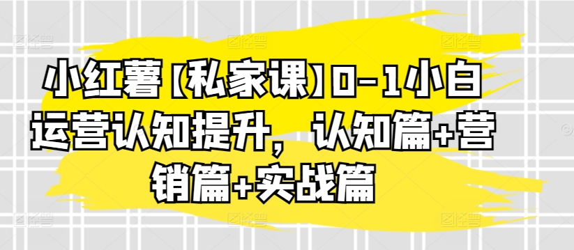 小红薯【私家课】0-1小白运营认知提升，认知篇+营销篇+实战篇-网赚36计