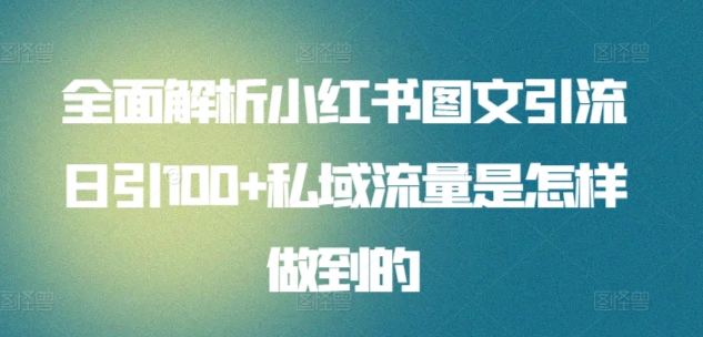 全面解析小红书图文引流日引100+私域流量是怎样做到的【揭秘】-网赚36计