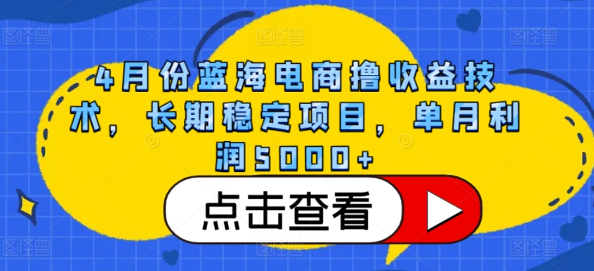 4月份蓝海电商撸收益技术，长期稳定项目，单月利润5000+【揭秘】-网赚36计