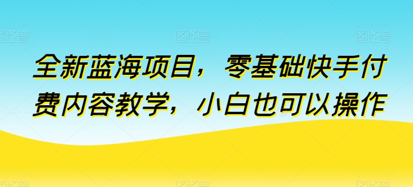全新蓝海项目，零基础快手付费内容教学，小白也可以操作【揭秘】-网赚36计