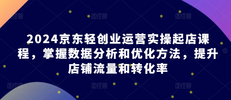 2024京东轻创业运营实操起店课程，掌握数据分析和优化方法，提升店铺流量和转化率-网赚36计