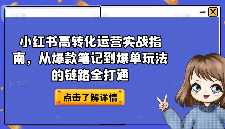 小红书高转化运营实战指南,从爆款笔记到爆单玩法的链路全打通